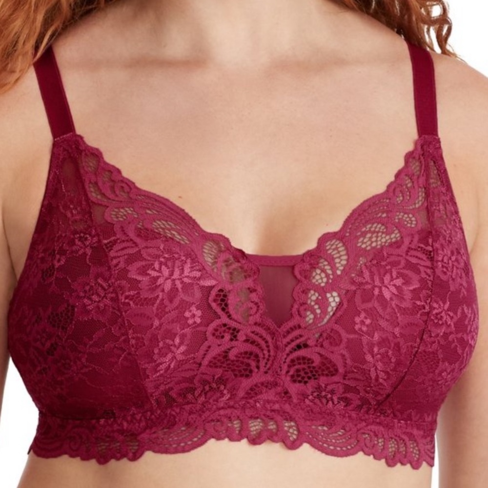 Bali Lace Desire All Over Lace Convertible Wirefree Bra Bralette Purple Medium